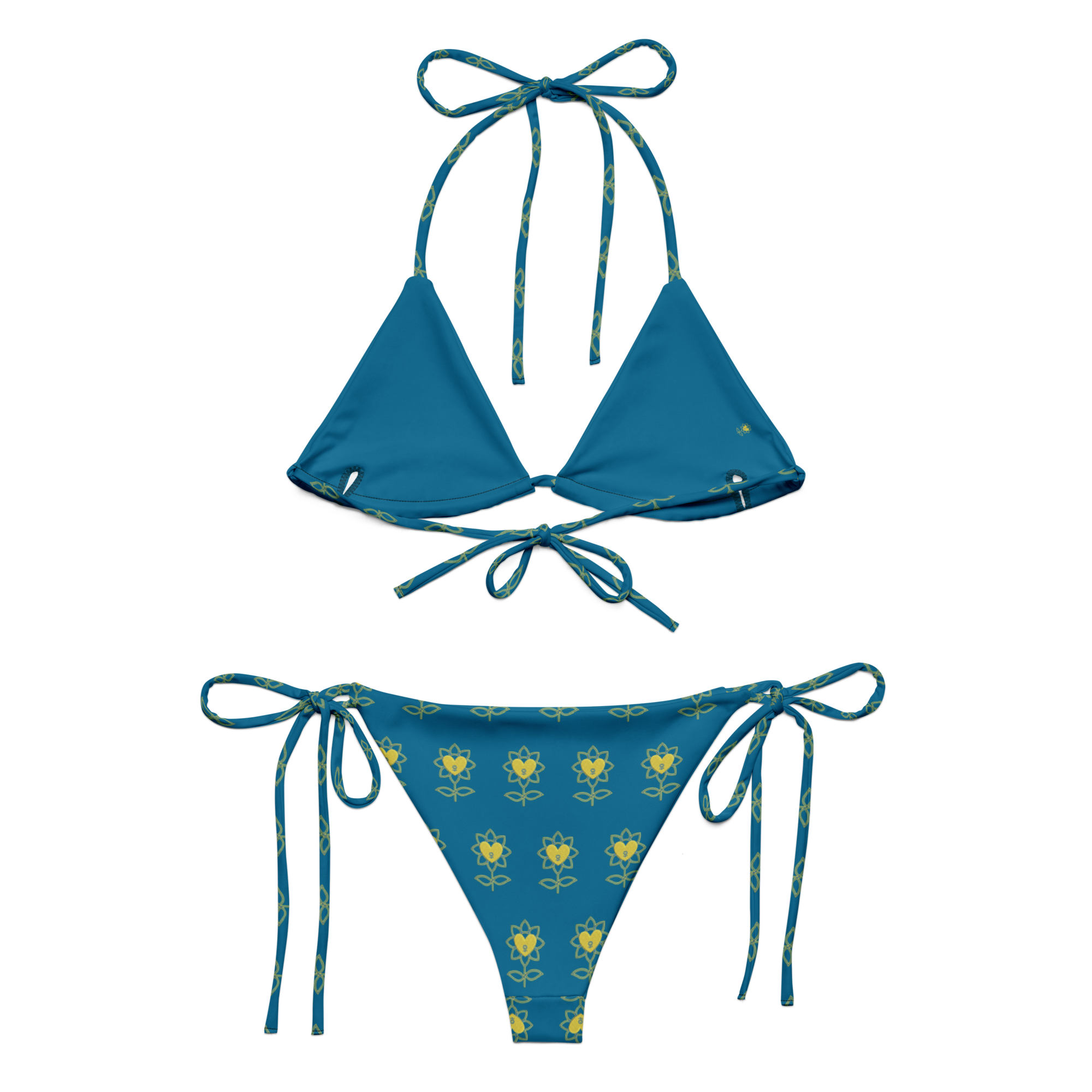 Flower Cerulean All-over print recycled string bikini - Alivwood