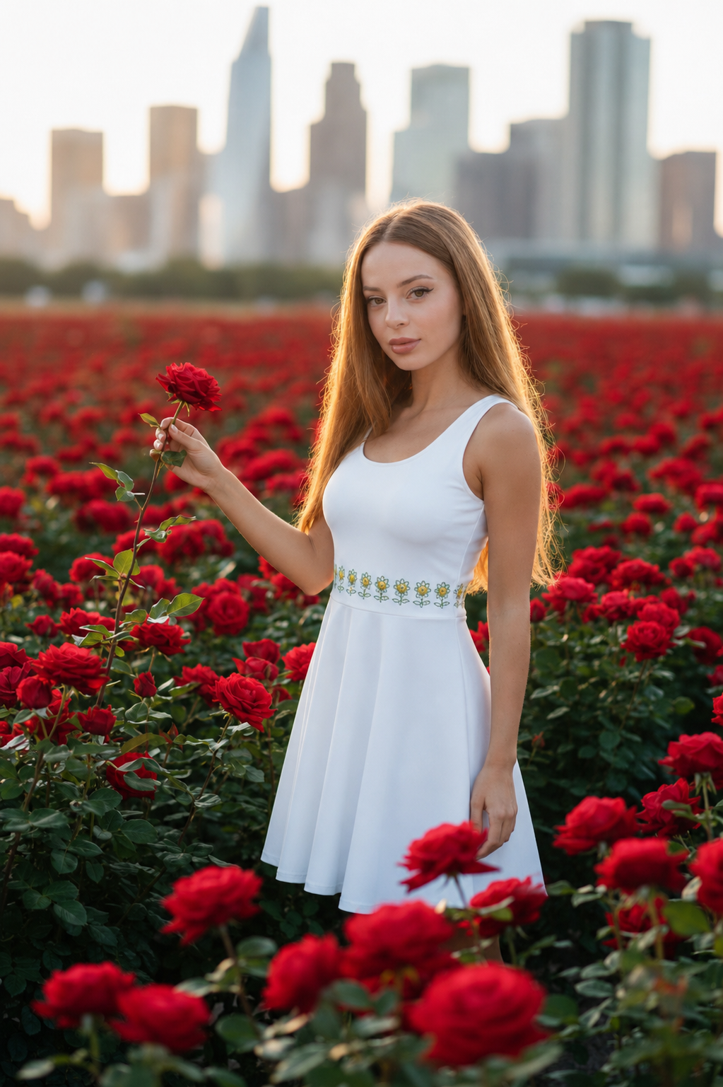 FlowerBottom White Skater Dress - Alivwood