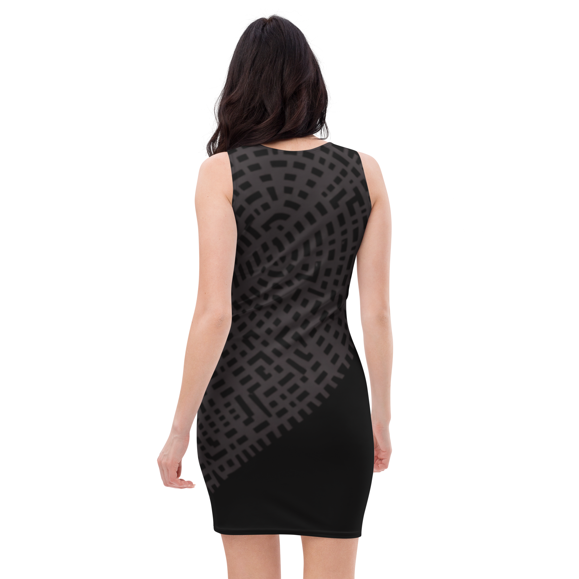 Maze and Sunflower Black low Bodycon dress - Alivwood