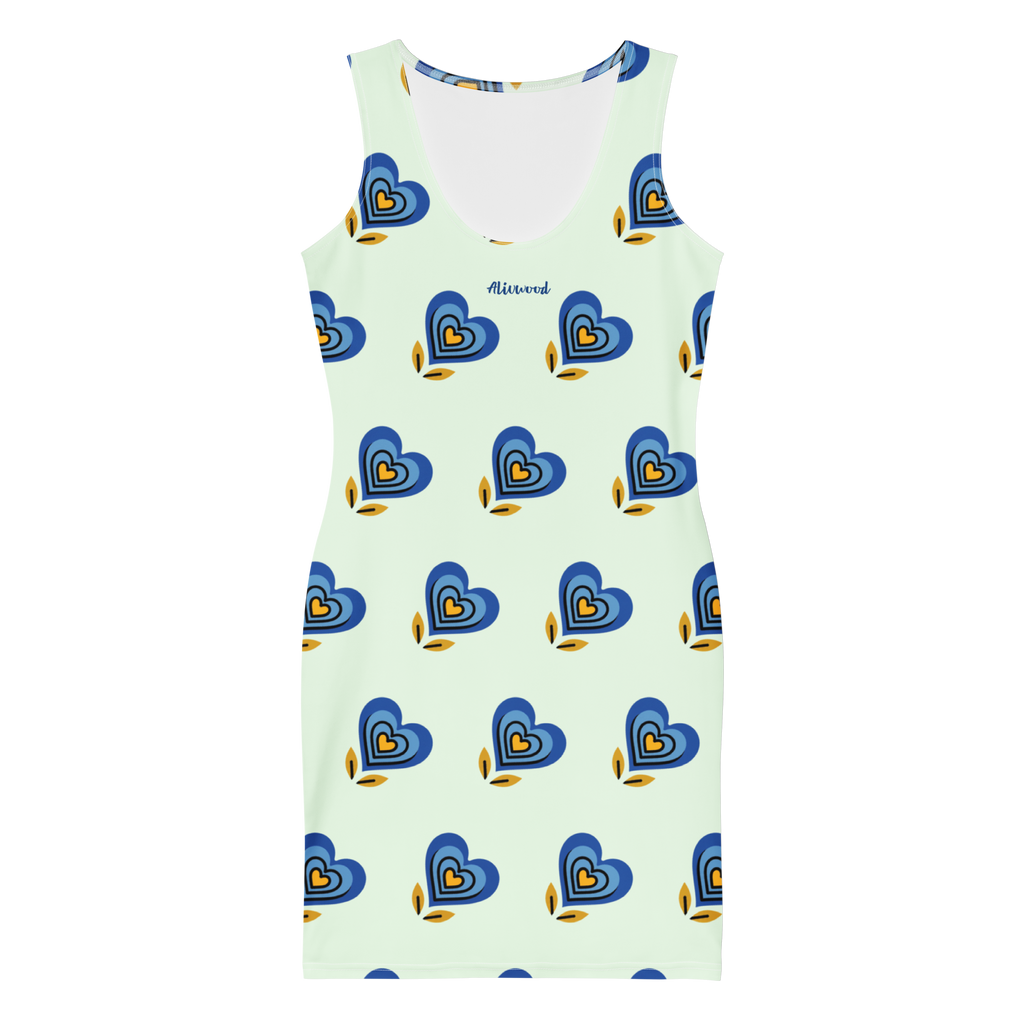 Blue Heart Honeydew Bodycon dress - Alivwood