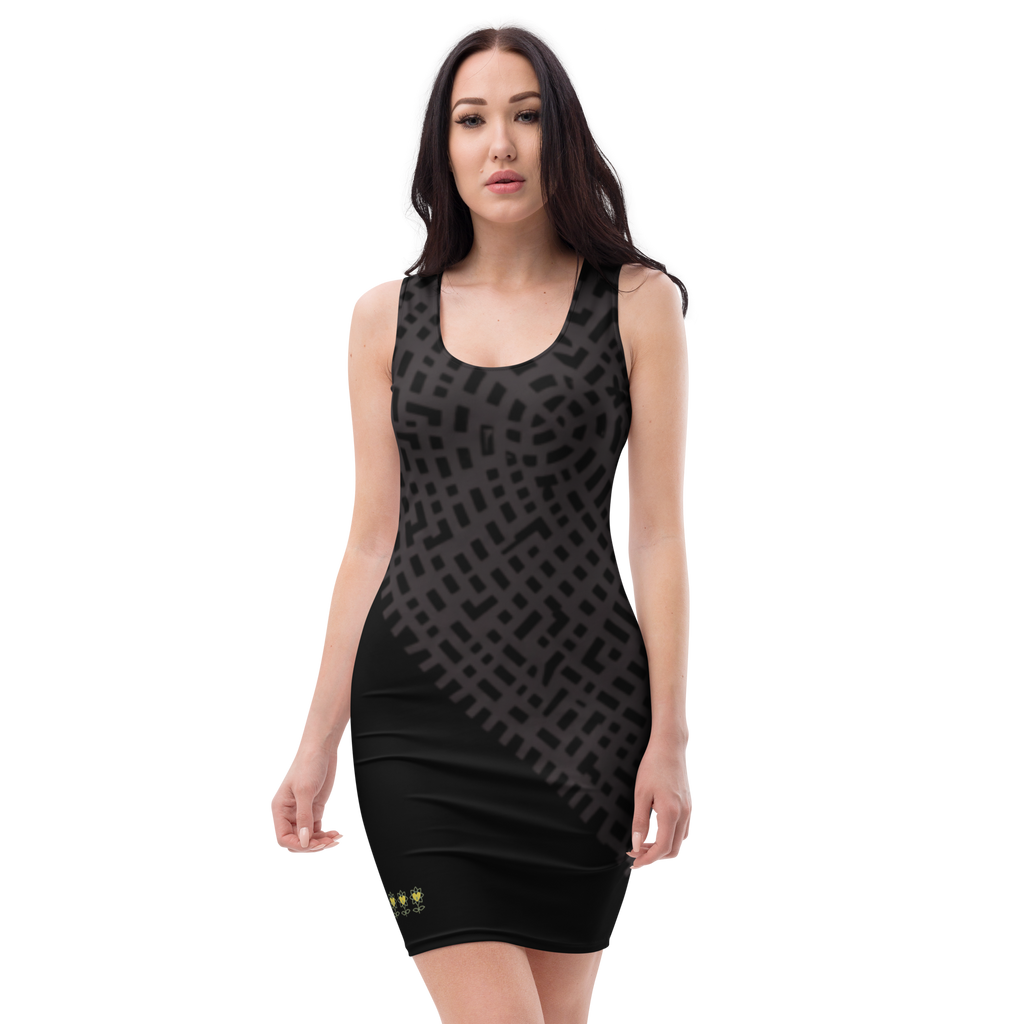 Maze and Sunflower Black low Bodycon dress - Alivwood