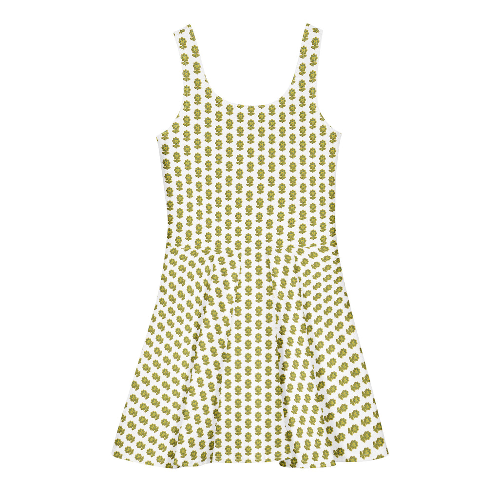 Alivwood Flower White Cotton skater dress - Alivwood