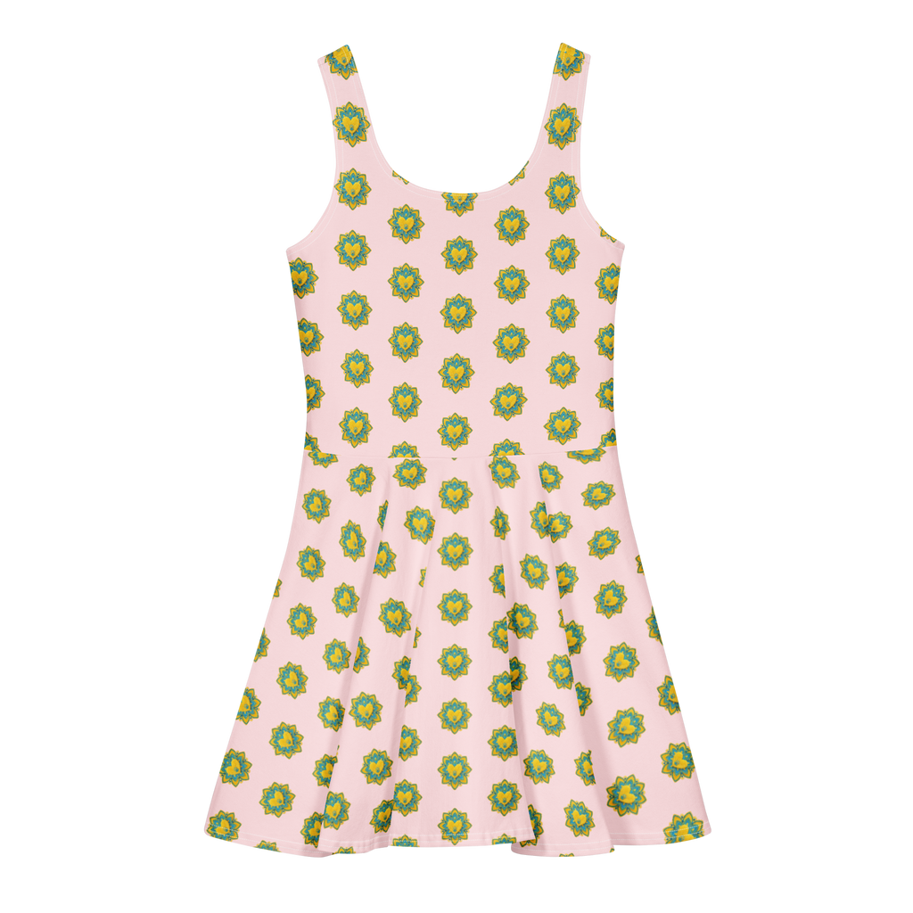 Flower Candy Pale Pink Cotton skater dress - Alivwood