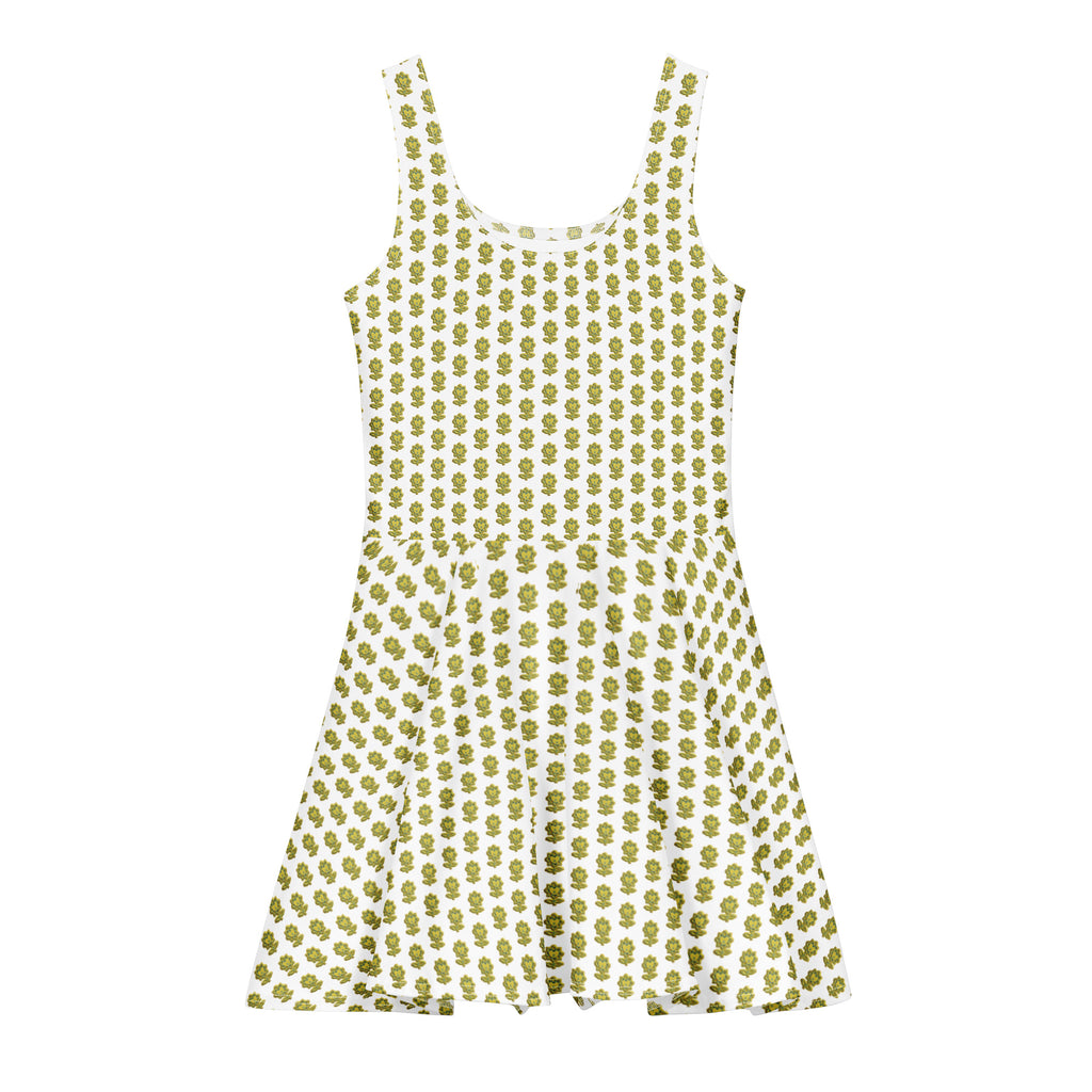 Alivwood Flower White Cotton skater dress - Alivwood