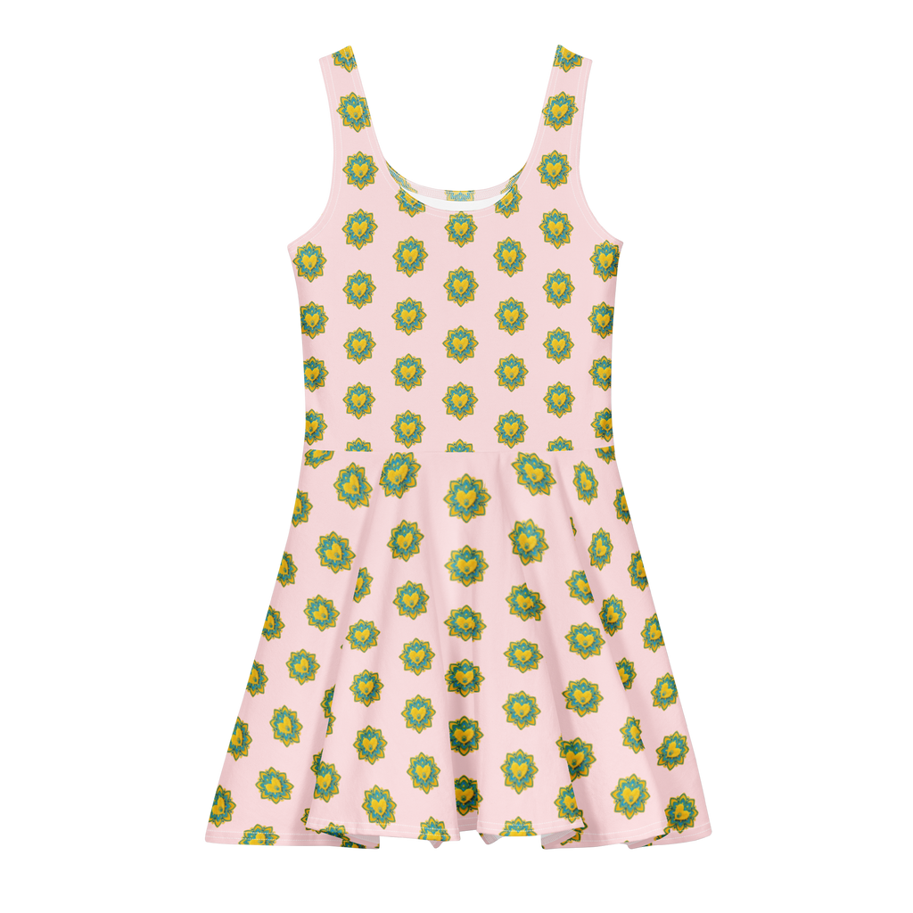 Flower Candy Pale Pink Cotton skater dress - Alivwood