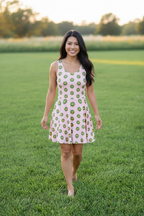 Flower Candy Pale Pink Cotton skater dress - Alivwood