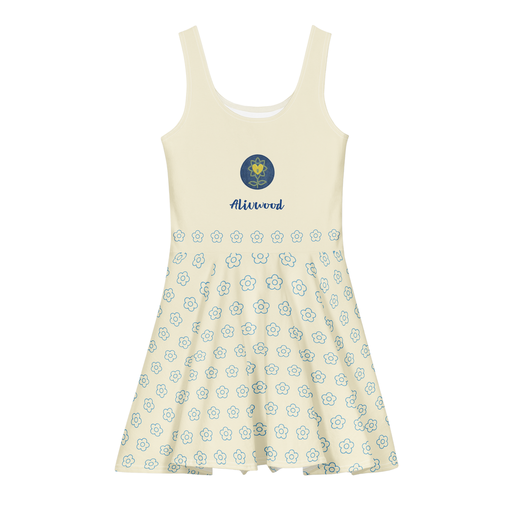 Logo Alivwood Blue Jeans Cotton skater dress - Alivwood