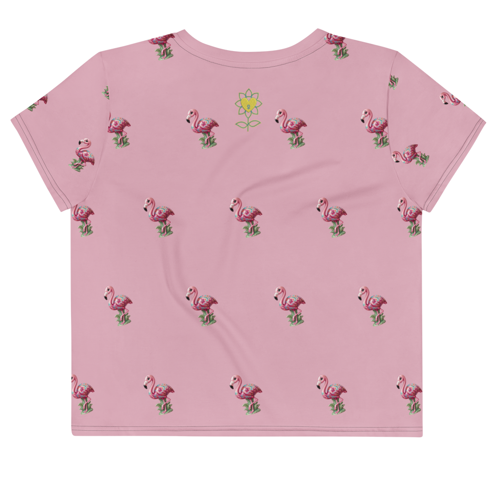 Pink flamingo All-Over Print Crop Tee - Alivwood