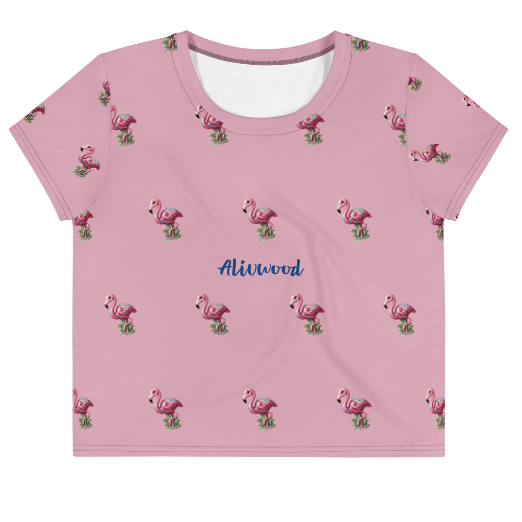 Pink flamingo All-Over Print Crop Tee - Alivwood