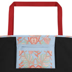 Logo Flower Pattens Blue All-Over Print Large Tote Bag - Alivwood