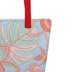 Logo Flower Pattens Blue All-Over Print Large Tote Bag - Alivwood