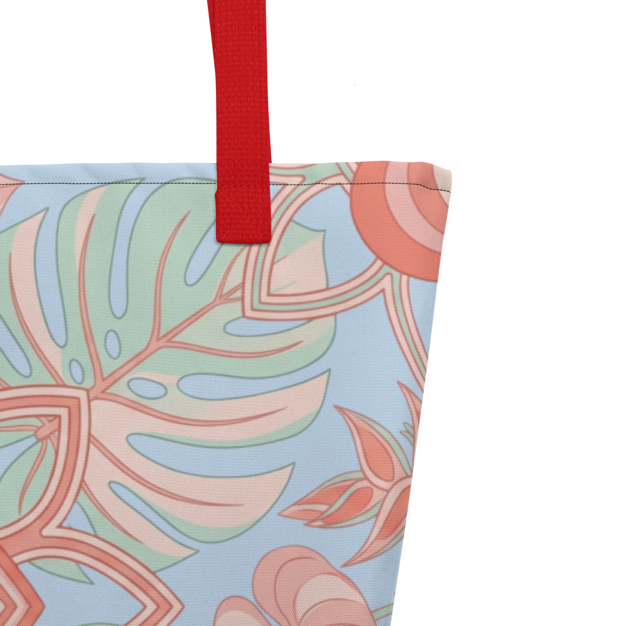 Logo Flower Pattens Blue All-Over Print Large Tote Bag - Alivwood