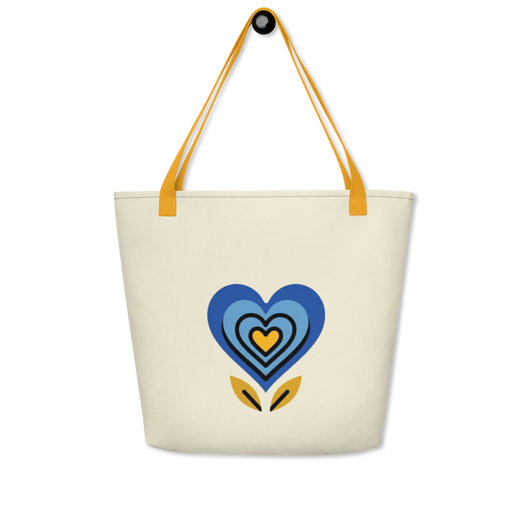 BrightBelieveBloom Apricot White All-Over Print Large Tote Bag - Alivwood