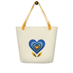 BrightBelieveBloom Apricot White All-Over Print Large Tote Bag - Alivwood