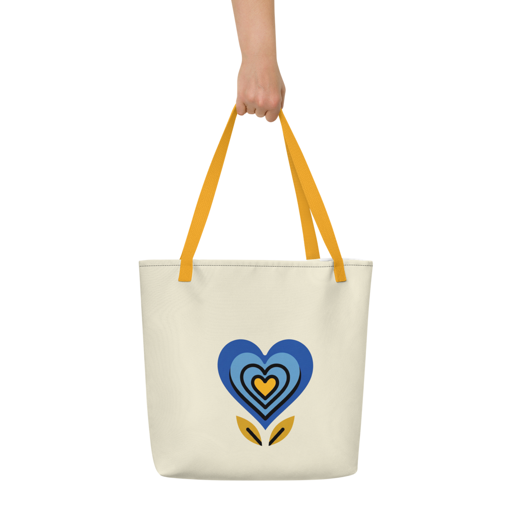 BrightBelieveBloom Apricot White All-Over Print Large Tote Bag - Alivwood