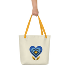 BrightBelieveBloom Apricot White All-Over Print Large Tote Bag - Alivwood