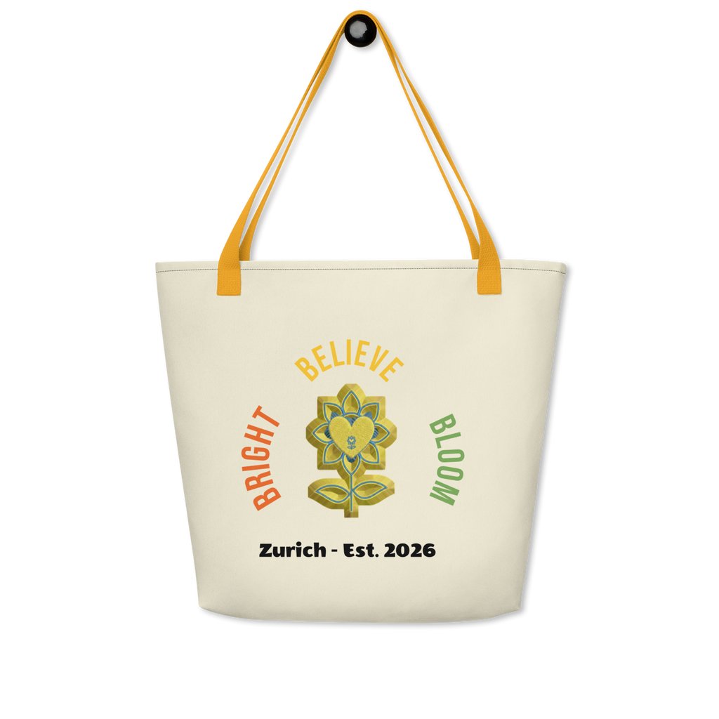 BrightBelieveBloom Apricot White All-Over Print Large Tote Bag - Alivwood