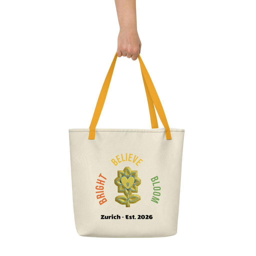 BrightBelieveBloom Apricot White All-Over Print Large Tote Bag - Alivwood