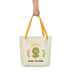 BrightBelieveBloom Apricot White All-Over Print Large Tote Bag - Alivwood
