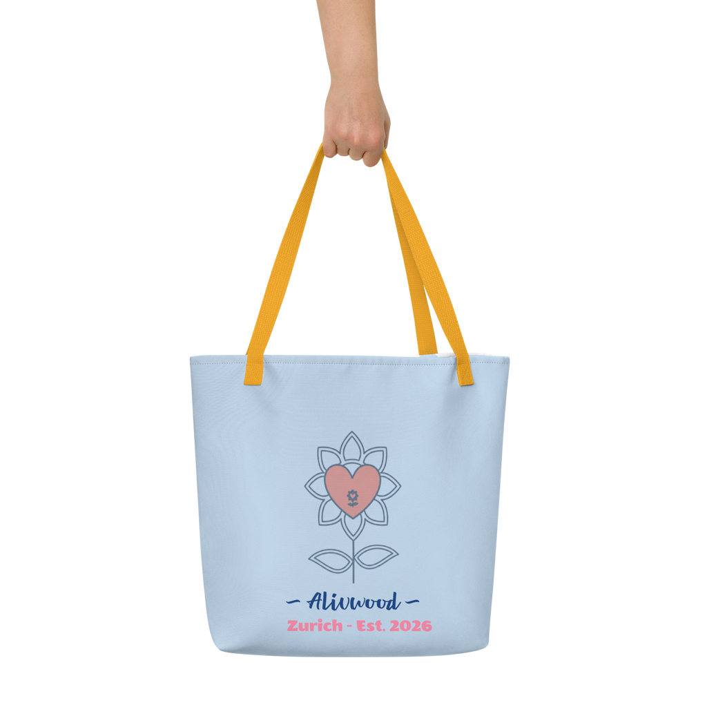 Alivwood Pattens Blue All-Over Print Large Tote Bag - Alivwood