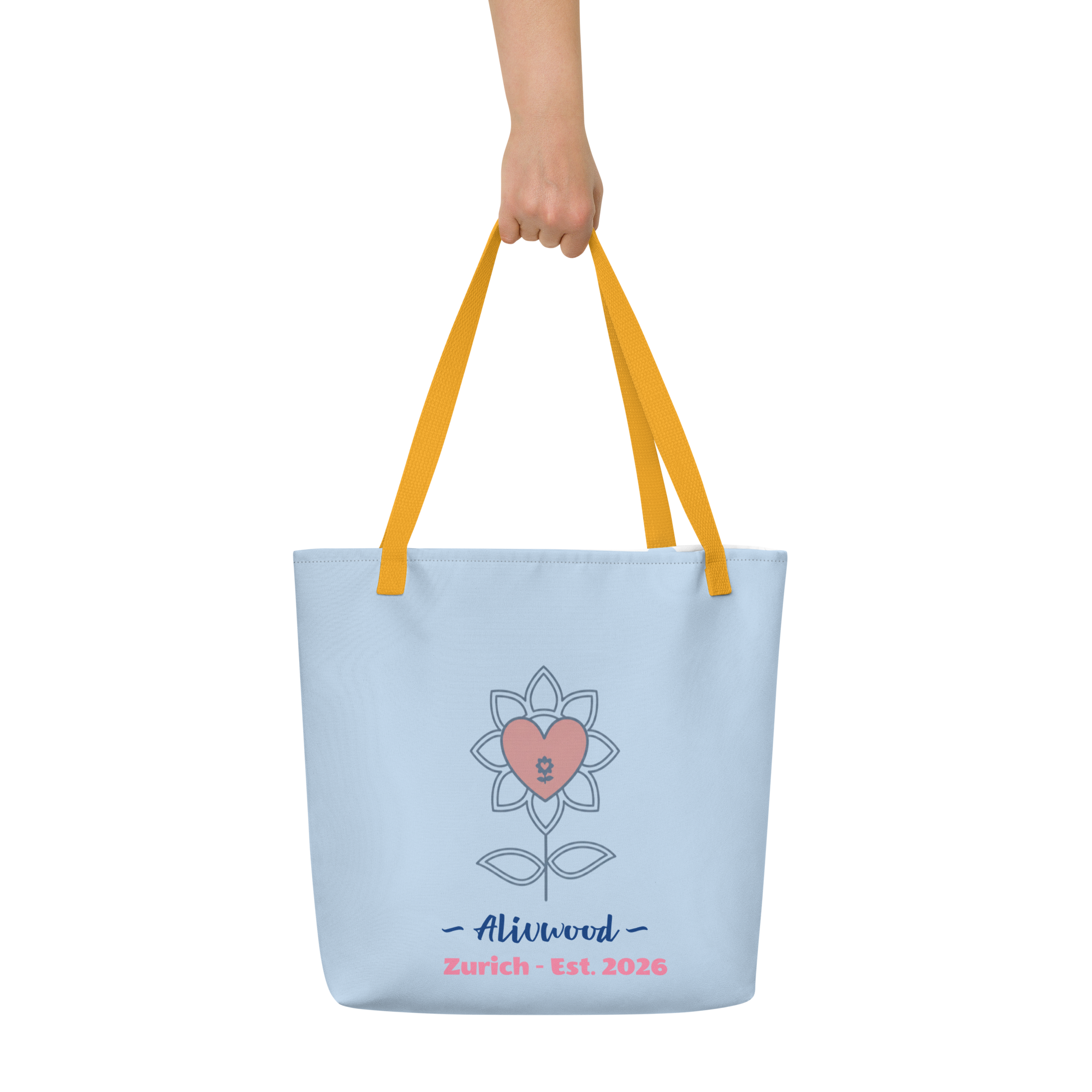 Alivwood Pattens Blue All-Over Print Large Tote Bag - Alivwood