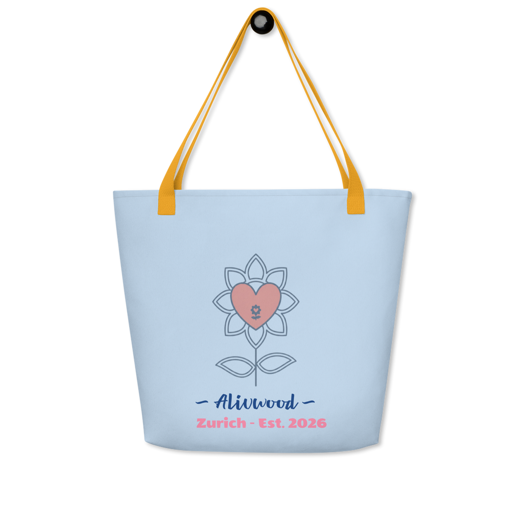 Alivwood Pattens Blue All-Over Print Large Tote Bag - Alivwood