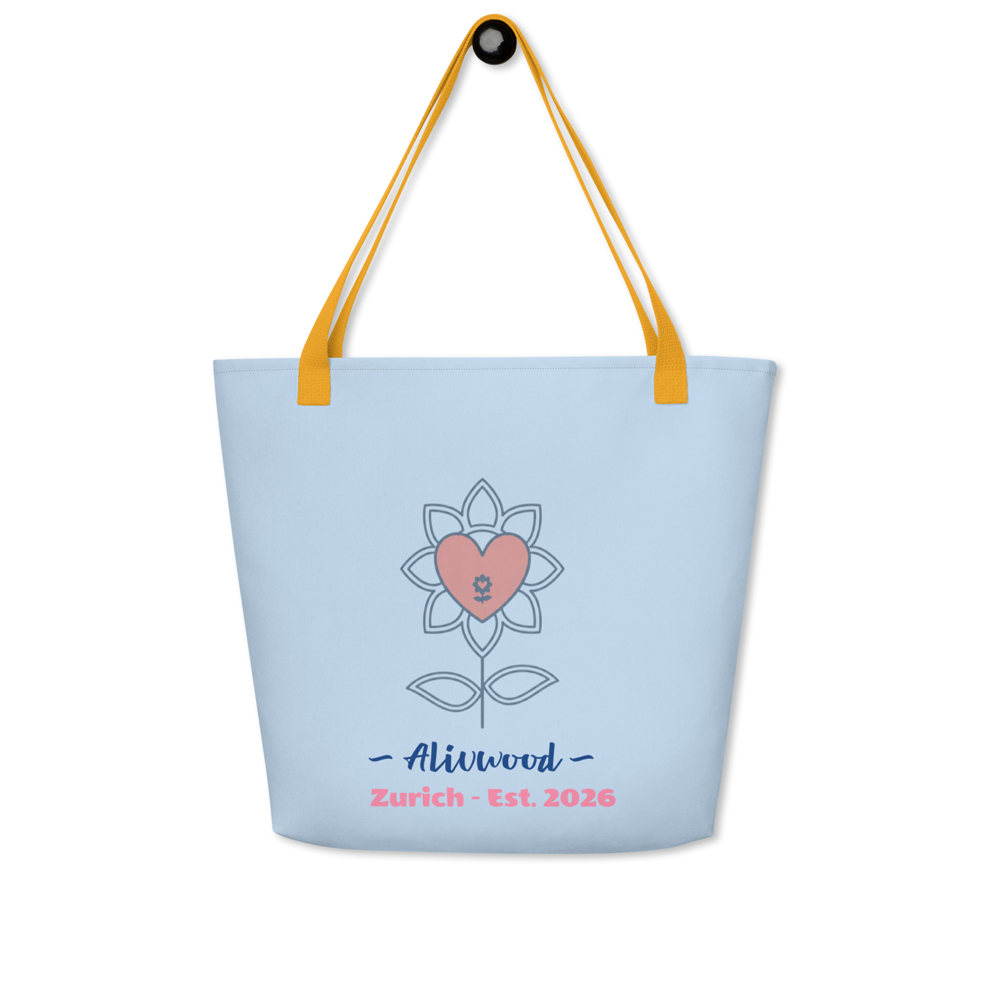 Alivwood Pattens Blue All-Over Print Large Tote Bag - Alivwood