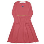 Blue Heart and Flowers All-over print long sleeve midi dress - Alivwood