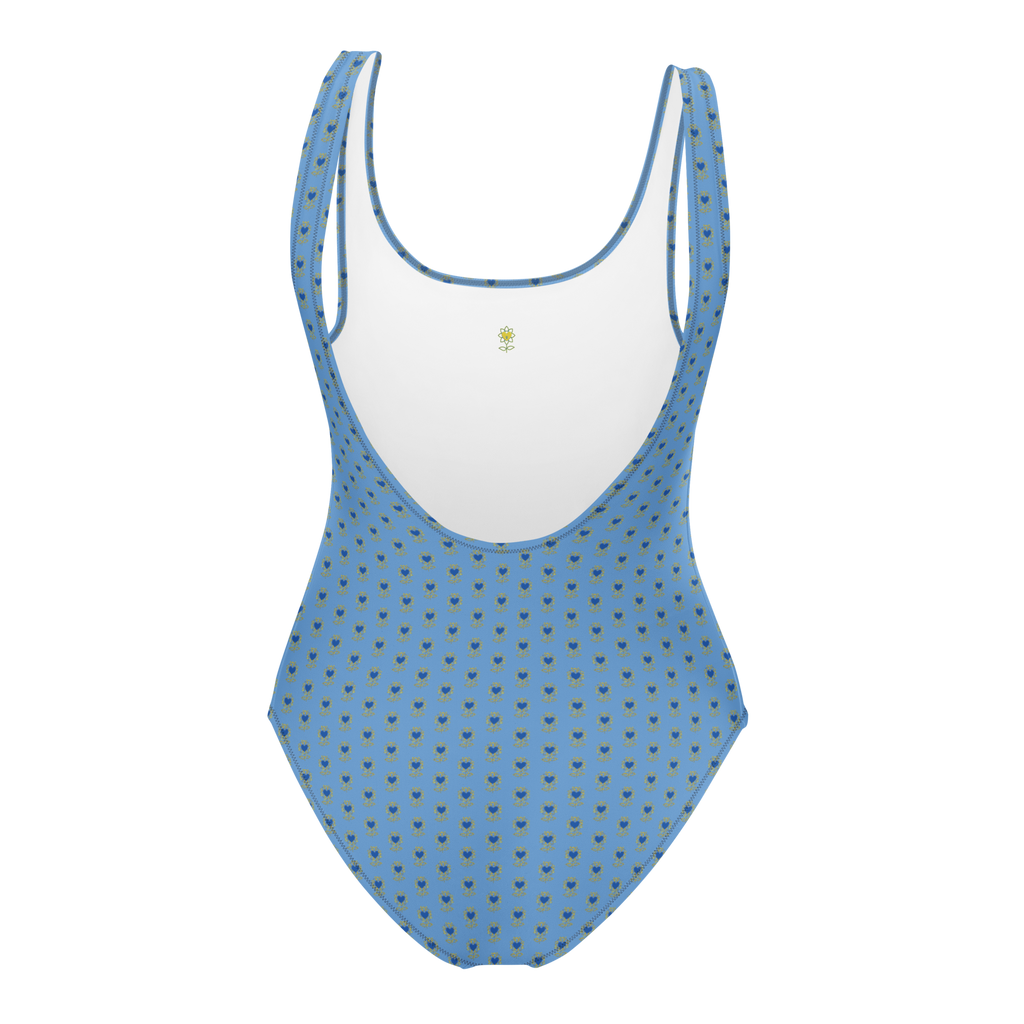 Flower Jordy Blue One-Piece Swimsuit - Alivwood