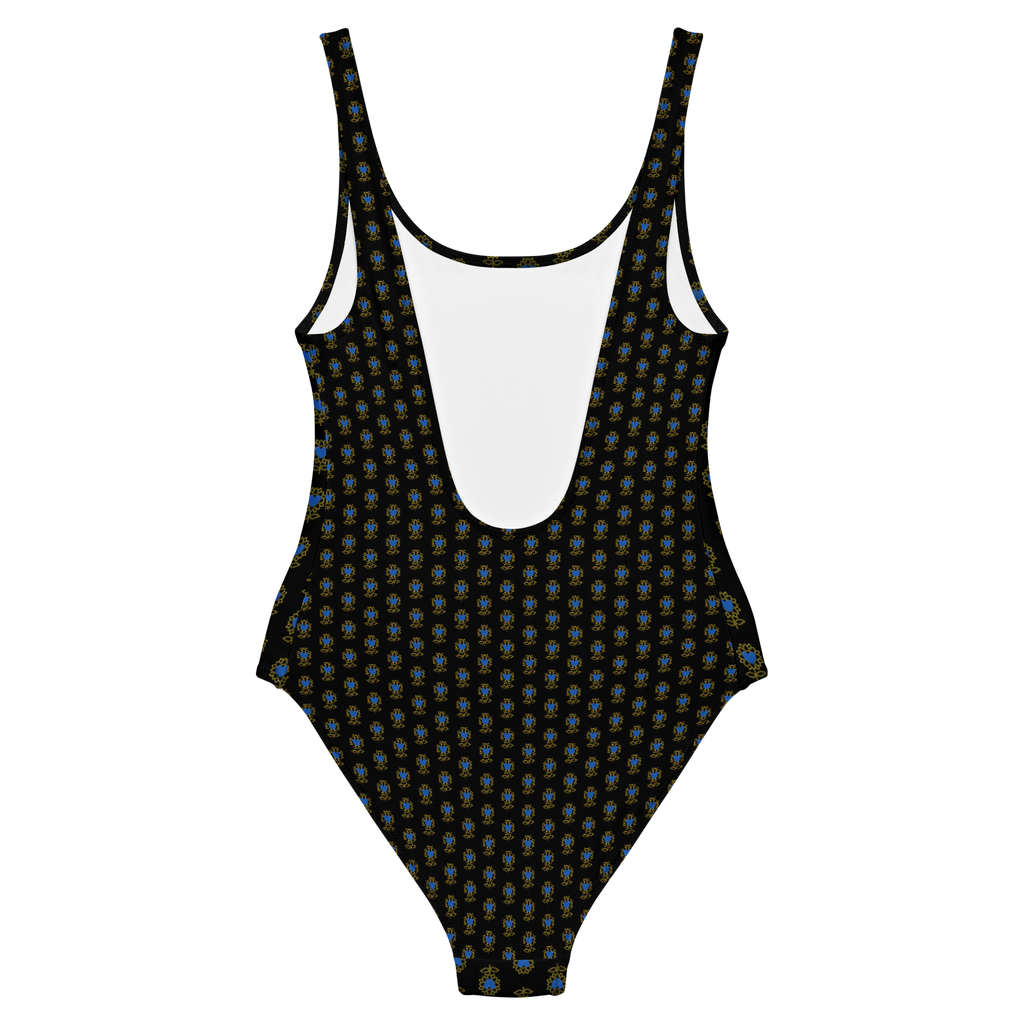 Flower Black One-Piece Swimsuit - Alivwood