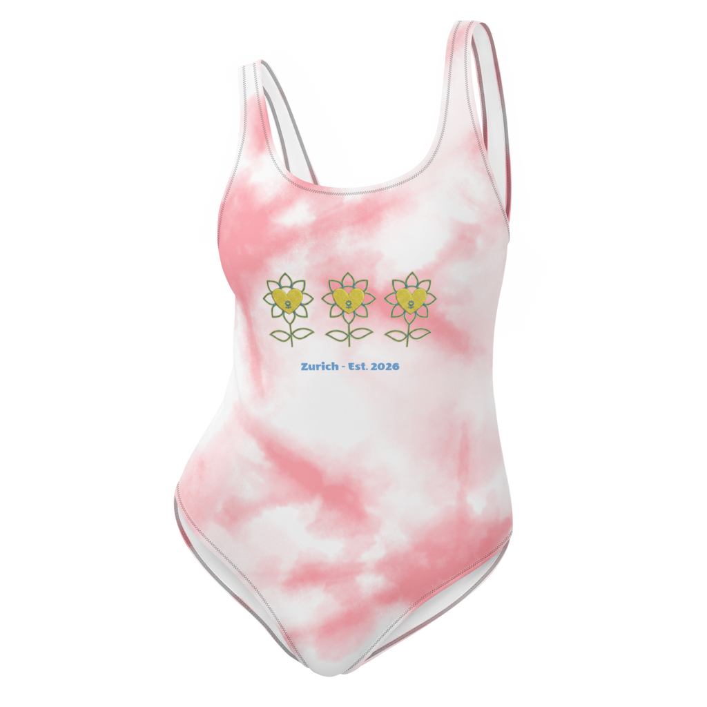 Alivwood Three Sunflowers Melange Pink One-Piece Swimsuit - Alivwood