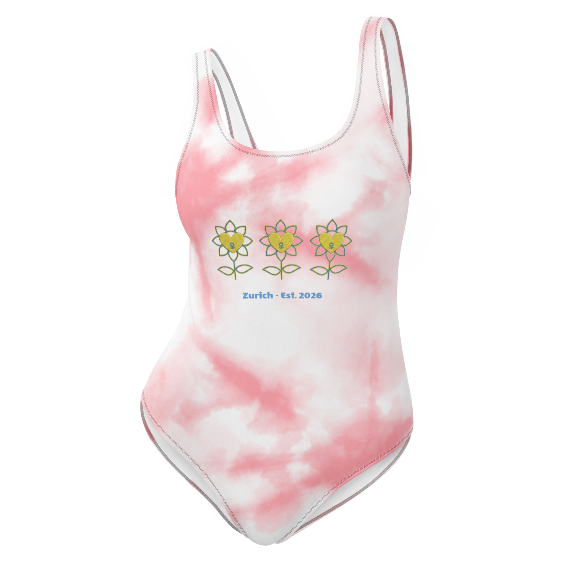 Alivwood Three Sunflowers Melange Pink One-Piece Swimsuit - Alivwood