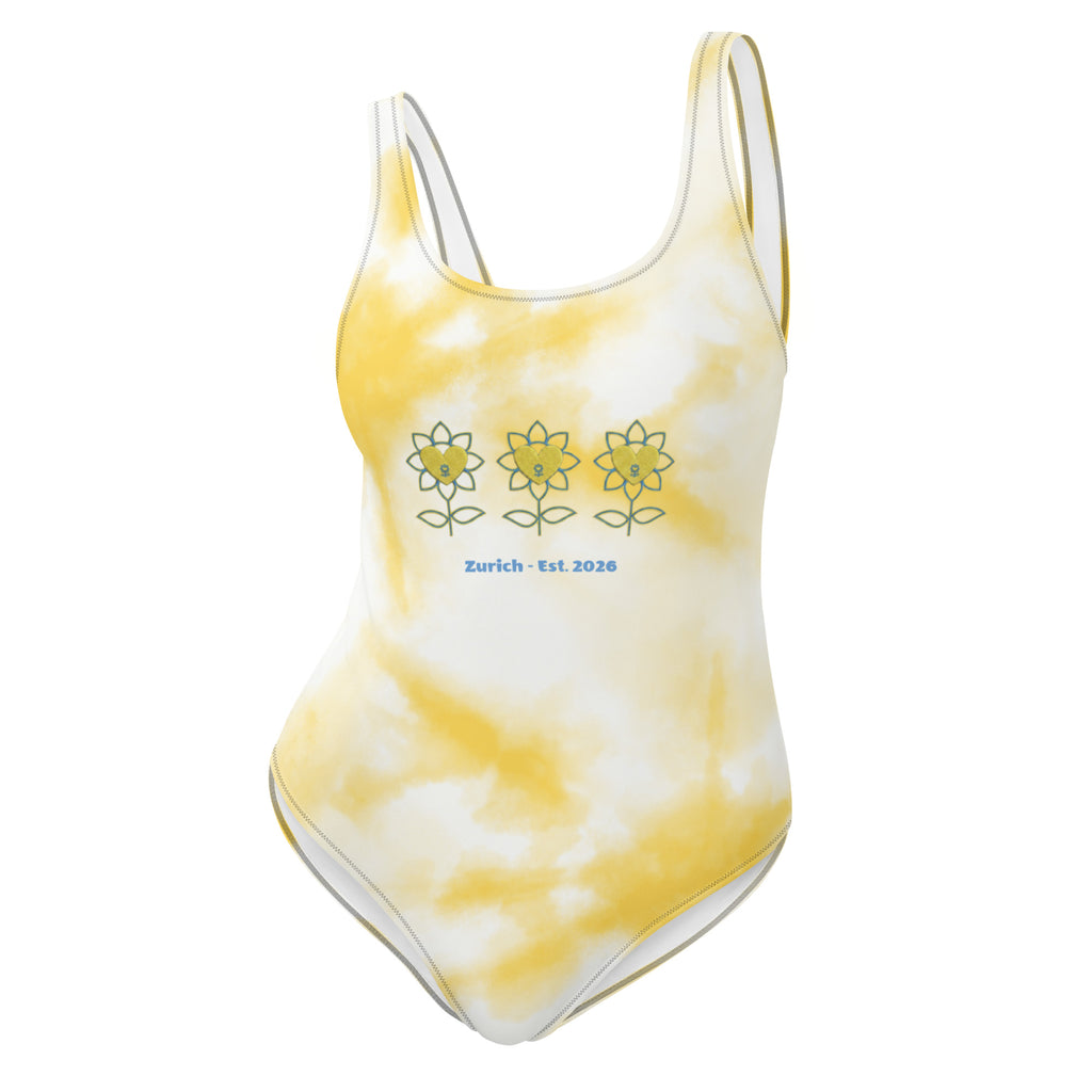 Alivwood Three Sunflowers Melange Yellow One-Piece Swimsuit - Alivwood