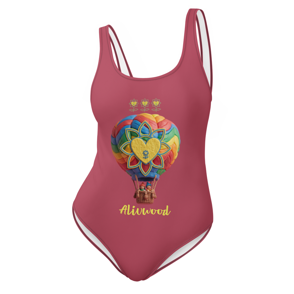 Air Balloon Hippie Pink One-Piece Swimsuit - Alivwood