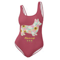 Flower Dog Hippie Pink One-Piece Swimsuit - Alivwood