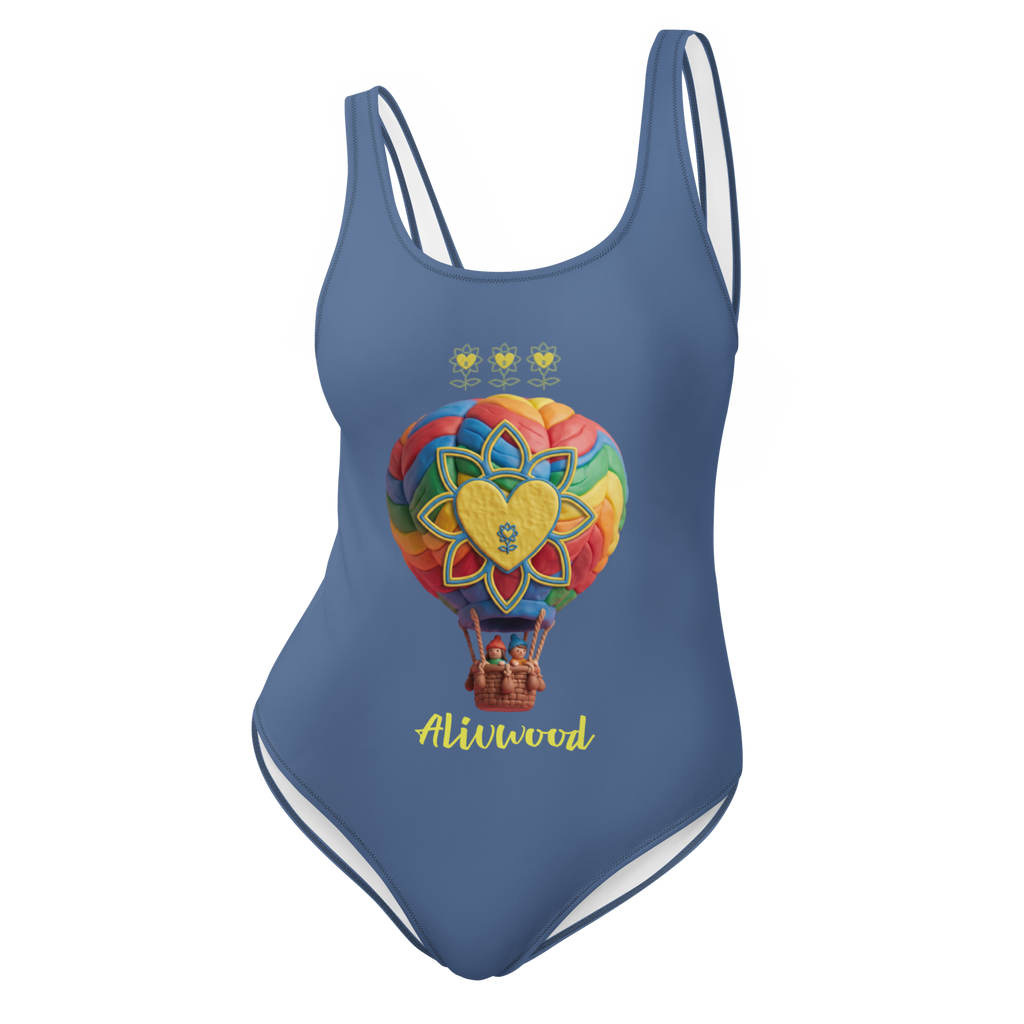 Air Balloon Kashmir Blue One-Piece Swimsuit - Alivwood