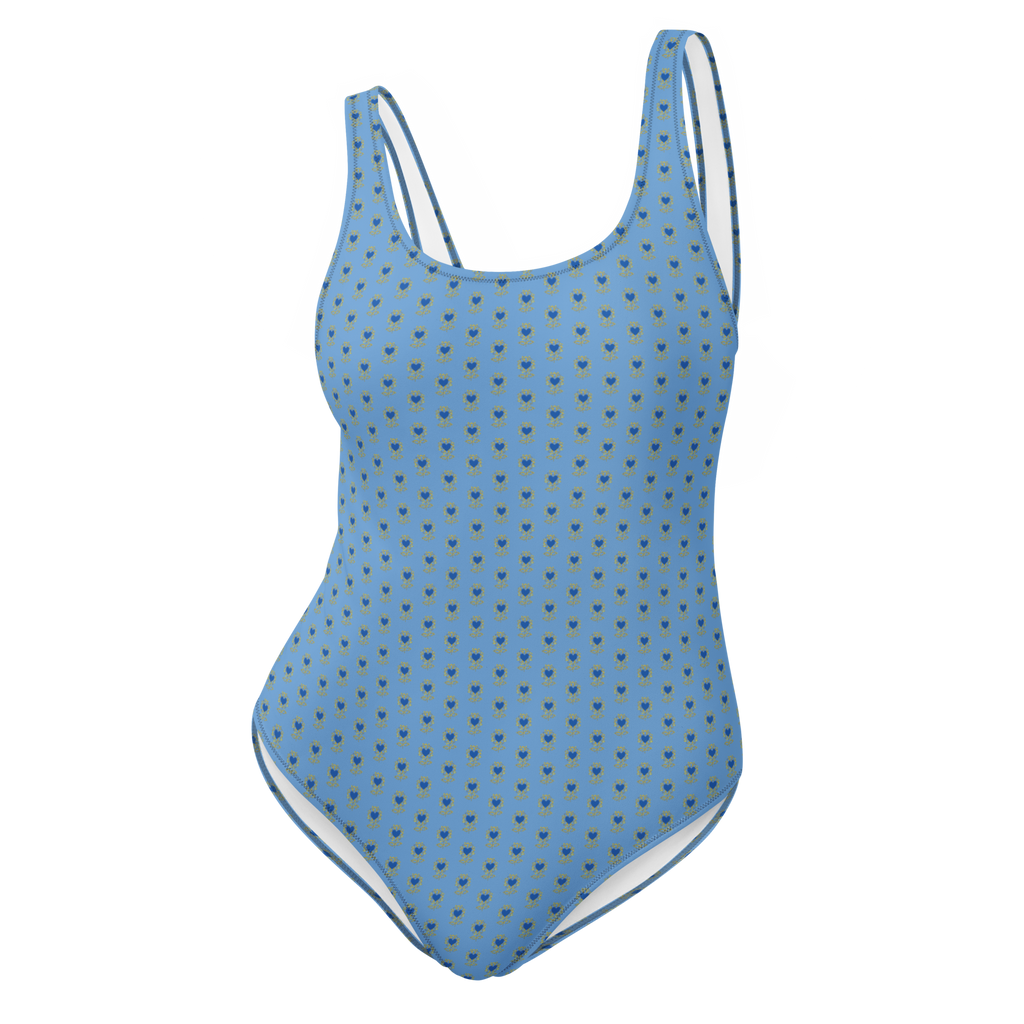 Flower Jordy Blue One-Piece Swimsuit - Alivwood