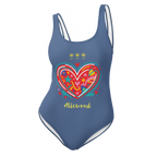 Big Heart Kashmir Blue One-Piece Swimsuit - Alivwood
