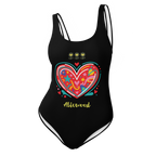 Big Heart Black One-Piece Swimsuit - Alivwood