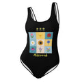 Flower Matrix Black One-Piece Swimsuit - Alivwood