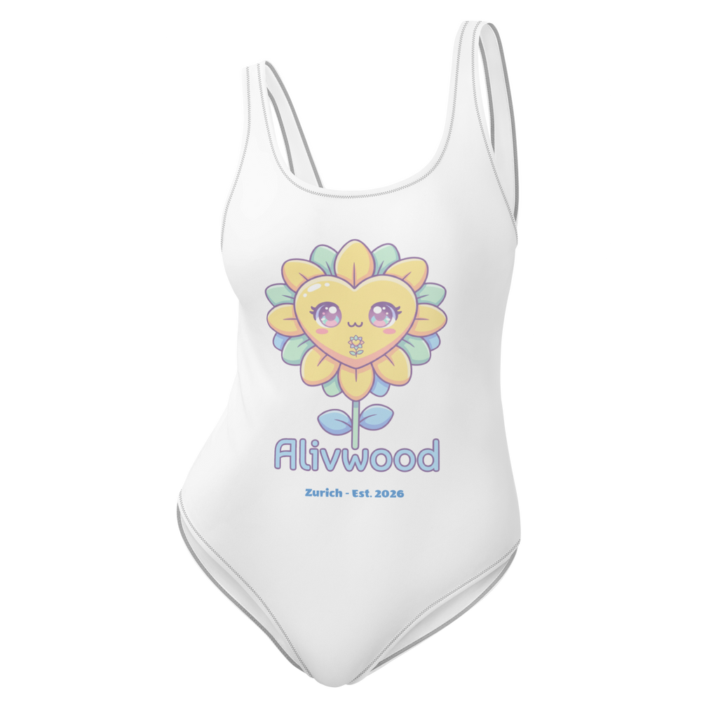 Funny heart White One-Piece Swimsuit - Alivwood