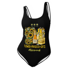 Flower+Prosecco+gifts Black One-Piece Swimsuit - Alivwood