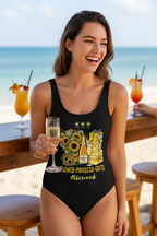 Flower+Prosecco+gifts Black One-Piece Swimsuit - Alivwood