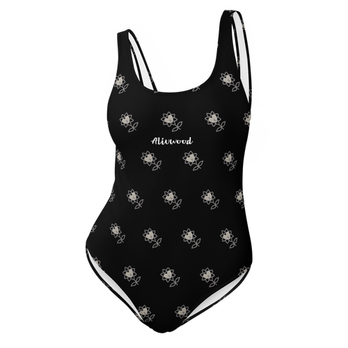 Alivwood flower Allblack One-Piece Swimsuit - Alivwood