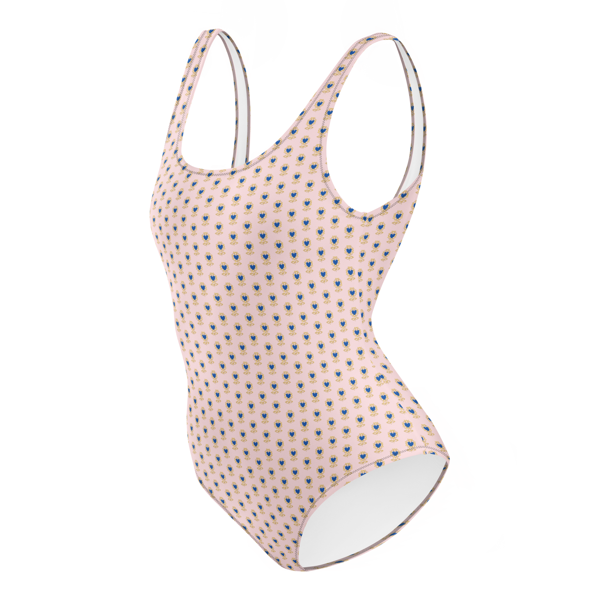 Flower Pink One-Piece Swimsuit - Alivwood