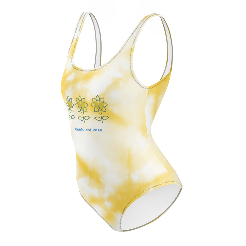Alivwood Three Sunflowers Melange Yellow One-Piece Swimsuit - Alivwood