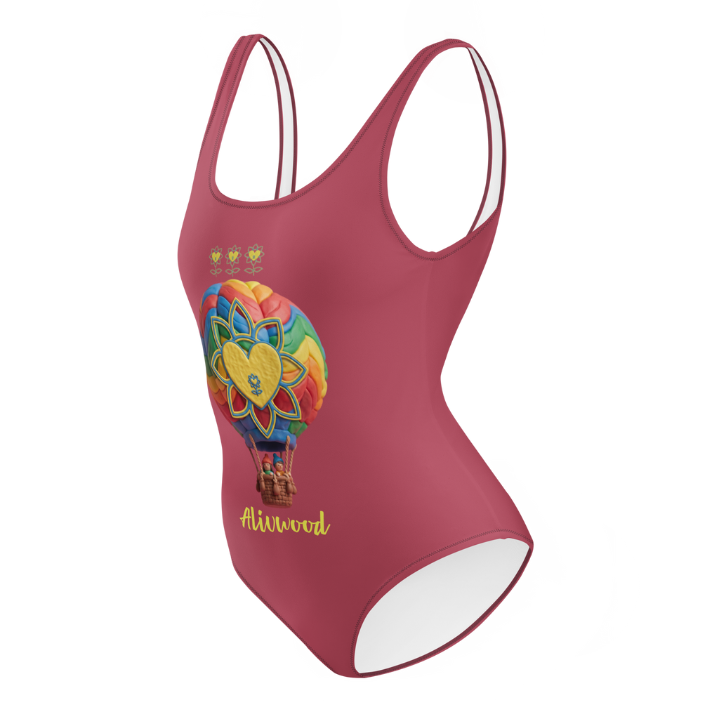 Air Balloon Hippie Pink One-Piece Swimsuit - Alivwood