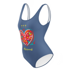 Big Heart Kashmir Blue One-Piece Swimsuit - Alivwood