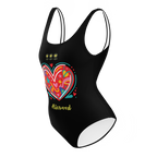 Big Heart Black One-Piece Swimsuit - Alivwood