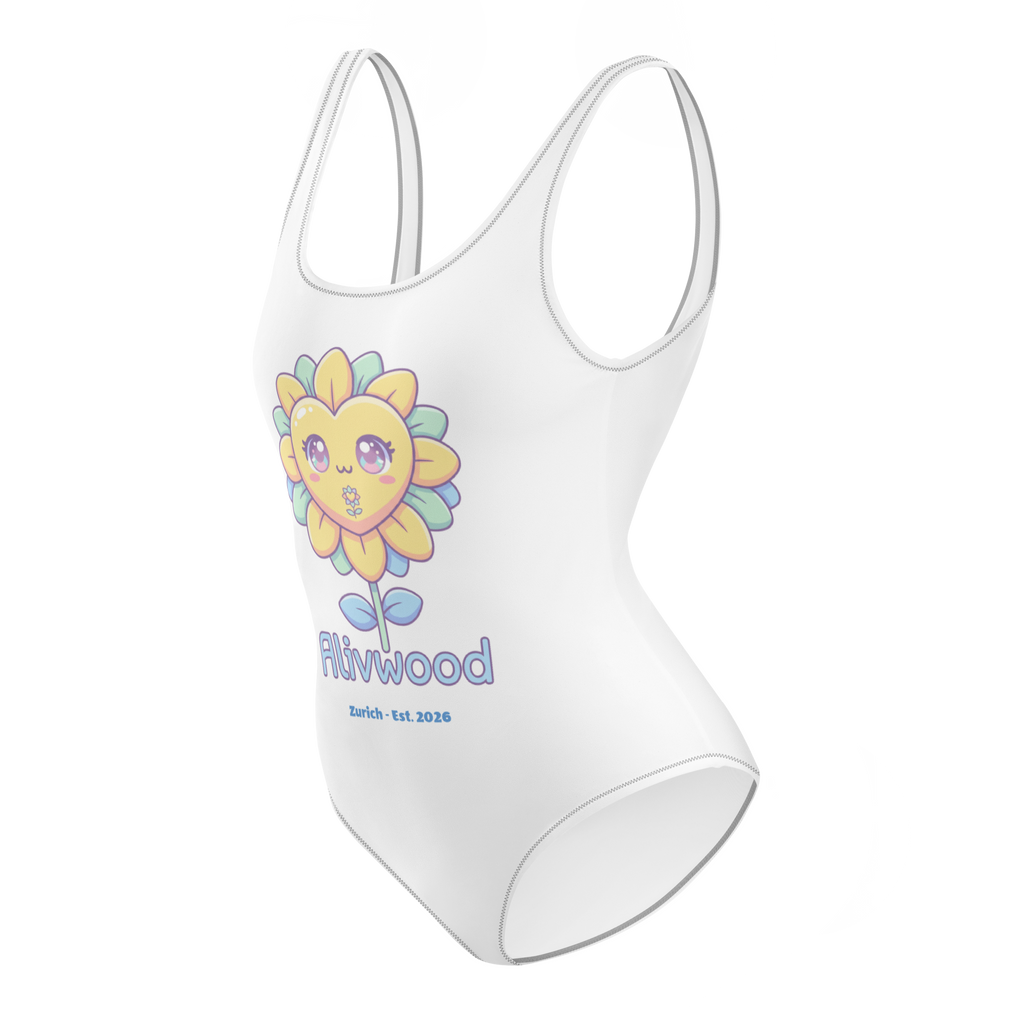 Funny heart White One-Piece Swimsuit - Alivwood